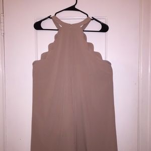 LoveTree Scallop High-Neck Beige Mini Dress